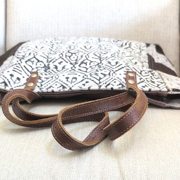 Myra Bag Upcycled Cotton & Cowhide Large Tote - Picture 6 of 12